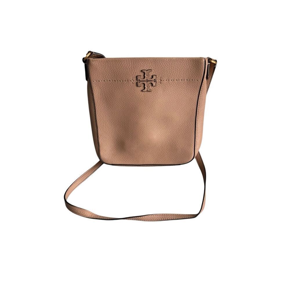 Tory Burch Womens Devon Sand McGraw Pebbled Leather Swingpack Crossbody Bag